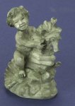 (image for) Boy on a Seahorse Green Garden Statue