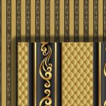 (image for) Gold Scroll Stripe Wallpaper