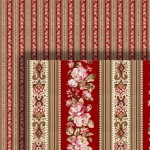 (image for) Red Floral Striped Wallpaper