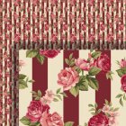 (image for) Burgundy & Rose Floral Striped Wallpaper