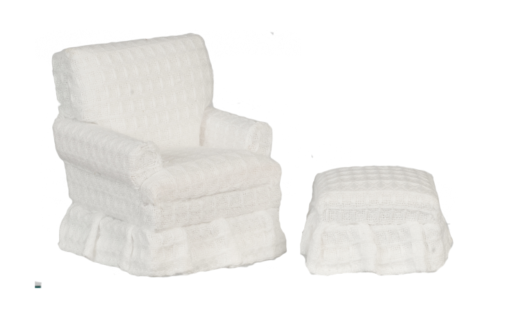 (image for) White Chair With Ottoman