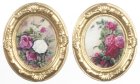 (image for) Flowers in Gold Oval Frames 2pc