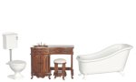 (image for) Avalon Victorian Bathroom Set - Walnut - 3pc