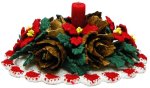 (image for) Poinsettias on Knitted Doily