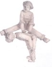 (image for) Two Boys Leap Playing Frog Statue Gray