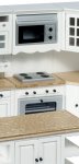 (image for) Stove Cabinet Unit w/ Microwave & Stove - White & Faux M