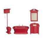 (image for) Old Fashioned Bathroom Set - 4pc - Red