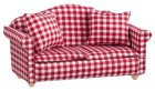 (image for) Red Gingham Sofa w/ Throw Pillows