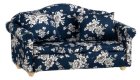 (image for) Navy Floral Sofa w/ Throw Pillows