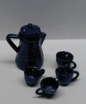 (image for) Blue Spatterware Coffee Set 4pc