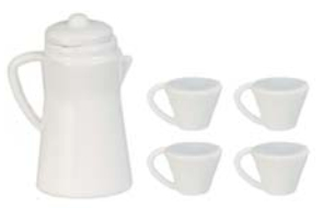 (image for) White Enamelware Coffee Set 5pc