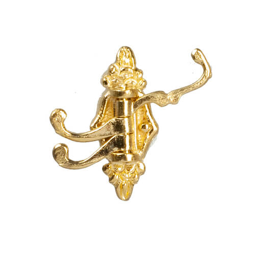 Triple Coat Hook - Shiny Gold Finish  Mary's Dollhouse Miniature  Accessories