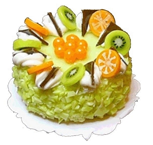 (image for) Green Iced Cake w/ Fruit Garnish