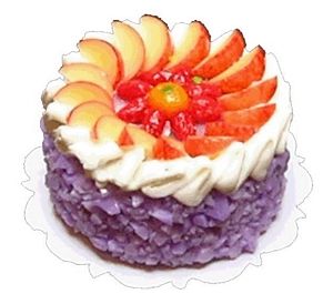 (image for) Purple Iced Cake w/ Fruit Garnish