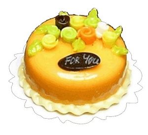 (image for) Orange Iced Cake w/ Rose Decoration