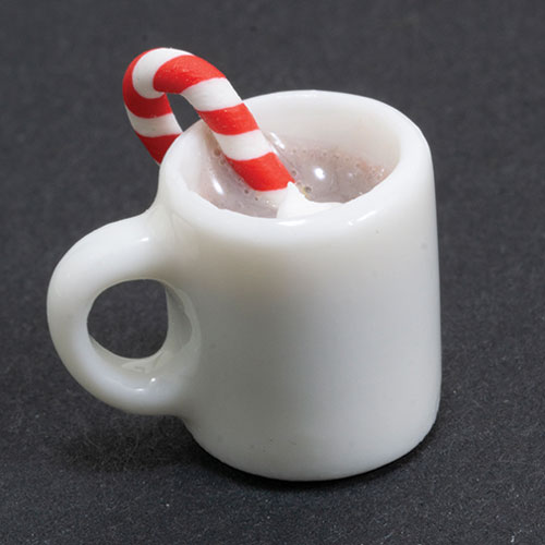 (image for) Hot Chocolate in Mug with Whipped Cream and Candy Cane