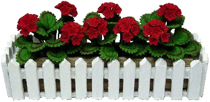 (image for) Red Geraniums in Picket Fence Planter