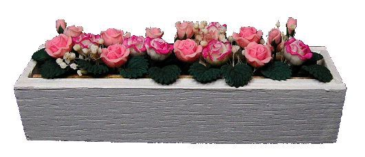 (image for) Pink & White Roses in White Window Box