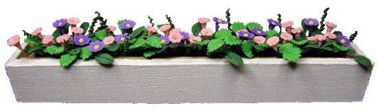 (image for) Pink and Purple Flowers in White Window Box