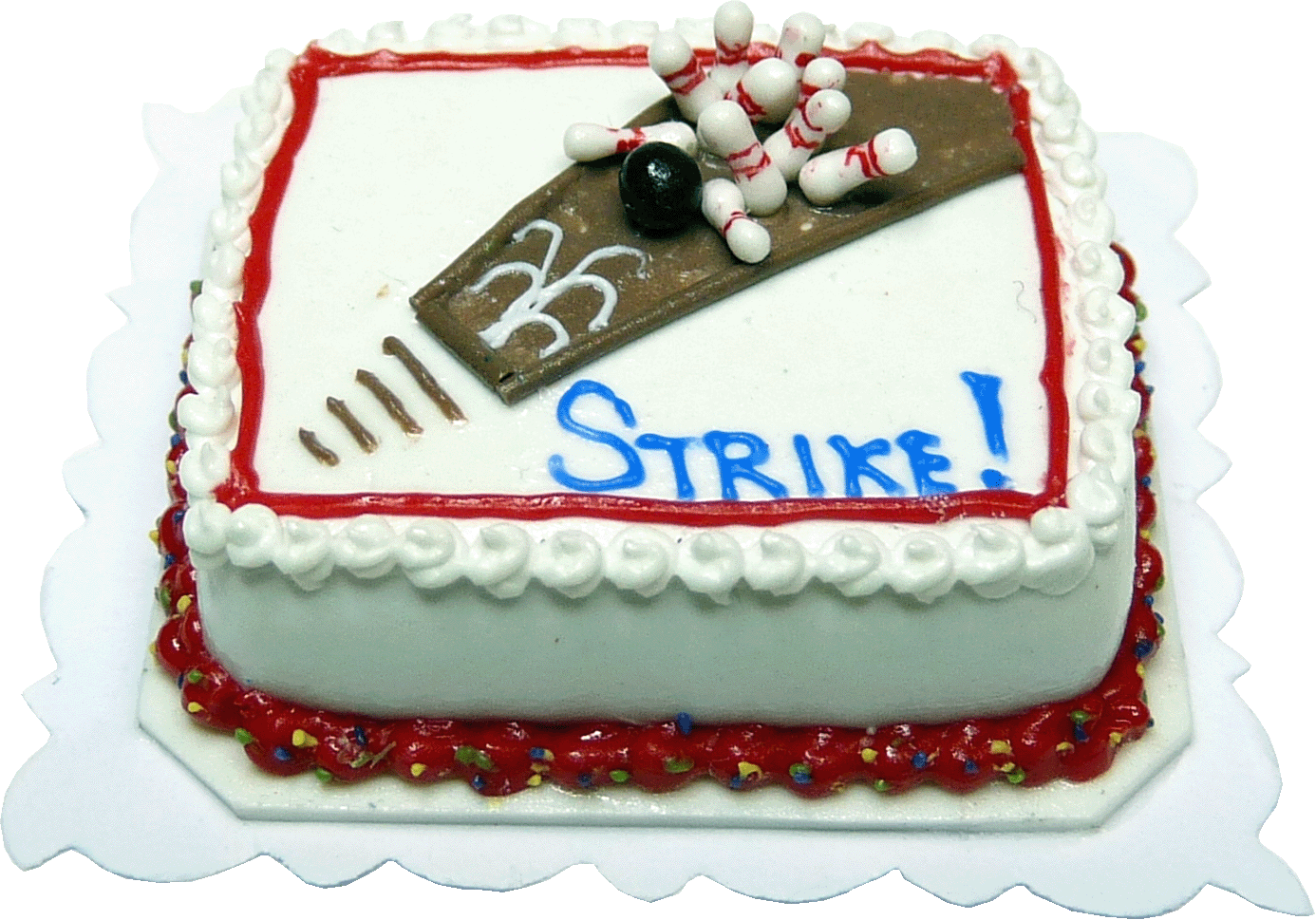 Bowling Sheet Cake | Mary's Dollhouse Miniature Accessories