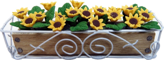 (image for) Sunflowers in Scroll Wrought Iron Long Planter