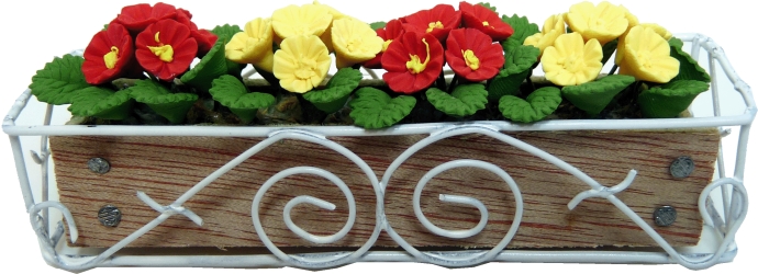 (image for) Red & Yellow Flowers in Scroll Iron Planter