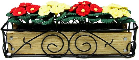 (image for) Red & Yellow Flowers in Scroll Iron Planter